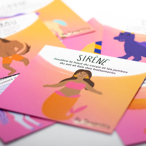 Cartes d’apprentissage créatures fantastiques bilingues (sirène) dès 2 ans pour pauses actives.