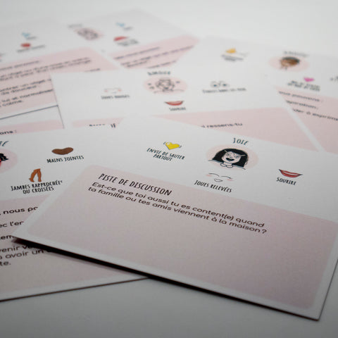 Cartes d’apprentissage émotion de la joie avec ses aspects physiologiques dès 2 ans pour pauses actives.