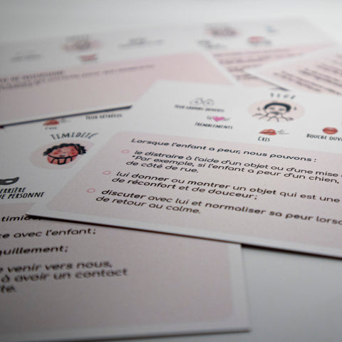 Cartes d’apprentissage émotion (peur, timidité) ses aspects physiologiques dès 2 ans pour pauses actives.