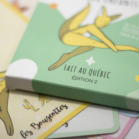 Cartes de gymnastique Les Bougeottes – Édition 2, fait au Québec, outils éducatifs pour encourager l’activité physique des jeunes enfants.