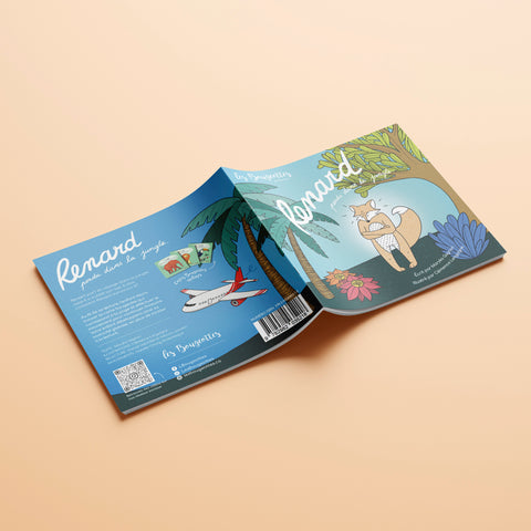 Couverture du livre interactif jungle Les Bougeottes, ouvert sur fond orange.