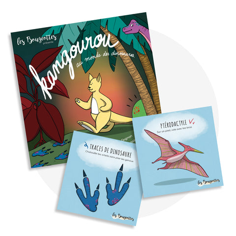 Livre interactif pour enfants sur le thème des dinosaures, qui fait bouger tout en développant l’empathie.