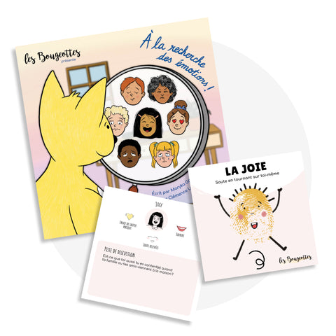 Livre interactif pour enfants sur le thème des émotions, qui fait bouger tout en travaillant la reconnaissance des émotions et leur expression physique.