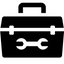 Pictogramme noir et blanc d’une boîte à outils pour catégoriser les produits Les Bougeottes Coup de cœur réadaptation