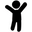 Pictogramme noir et blanc d’un personnage bras levés pour catégoriser les pauses actives debout