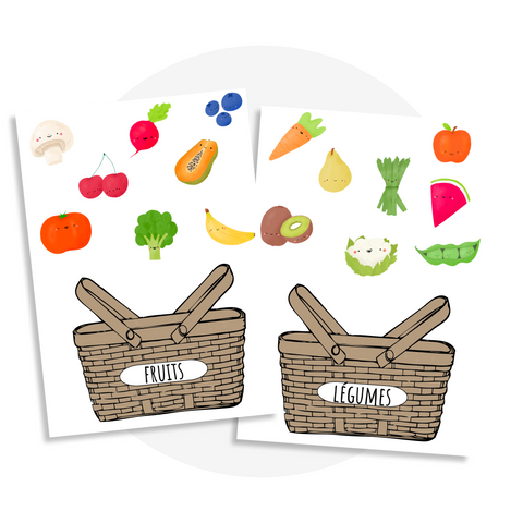 fiches d'activités sur l'alimentation pour différencier les fruits et les légumes avec une activité de traçage