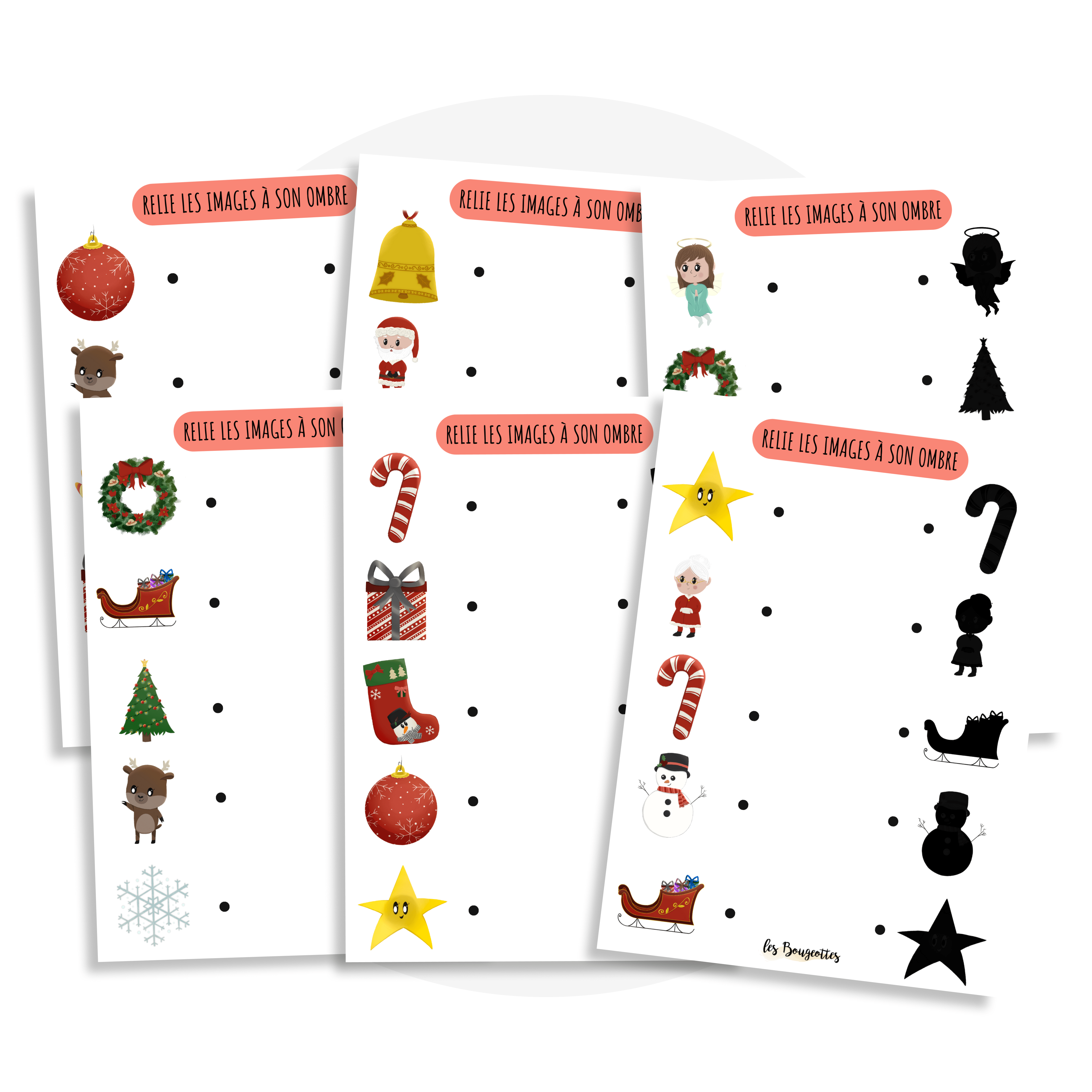Activité à imprimer : Jeu des ombres de Noël – Les Bougeottes