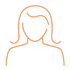 pictogramme d'une femme avec des cheveux au trait orange