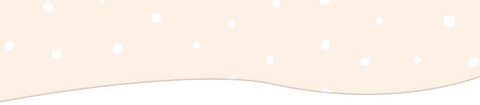 Bannière ondulée avec fond beige et pois blancs décoratifs.
