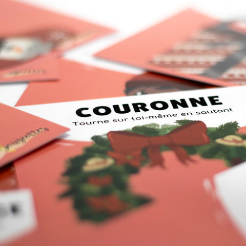 Carte d’apprentissage active bilingue Noël d'une couronne dès 2 ans pour pauses actives debout.