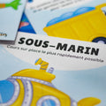 Carte d’apprentissage active moyens de transport d'un sous-marin pour pauses actives dès 2 ans.
