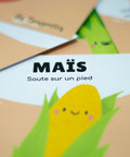 Carte d’apprentissage bilingue légumes d'un maïs dès 2 ans pour pauses actives.