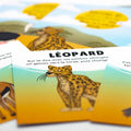 Carte d’apprentissage bilingue relaxation savane (léopard) dès 2 ans pour yoga et pauses actives calme.