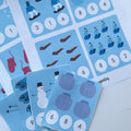 Activité éducative à imprimer: cartes à pince sur le thème de l'hiver (manteau, traineau, glissage) pour enfant de 4 ans et plus