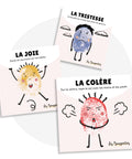 Cartes d’apprentissage émotions (tristesse, joie, colère) dès 2 ans pour pauses actives. 