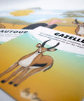 Cartes d’apprentissage bilingues relaxation savane (gazelle, vautour) dès 2 ans pour pauses actives de yoga