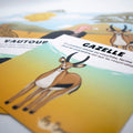 Cartes d’apprentissage bilingues relaxation savane (gazelle, vautour) dès 2 ans pour pauses actives de yoga