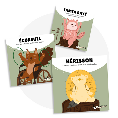 Cartes d’apprentissage actives sur les animaux de la forêt pour pauses dès 2 ans et enfants à mobilité réduite