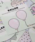 Cartes d’apprentissage actives thématiques anniversaire (ballon, guirlande, cadeau) pour pauses actives dès 18 mois.