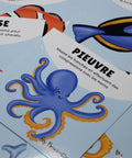 Cartes d’apprentissage actives thème animaux marins avec la pieuvre pour le retour au calme par l'auto-massage dès 4 ans. 