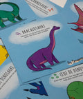 Cartes d’apprentissage actives de dinosaures avec illustrations et exercices décrits pour faire des pauses actives. 