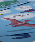 Cartes d’apprentissage actives sur le thème des dinosaures (ptérodactyle, stégosaure) bilingues pour motricité globale et jeu actif dès 2 ans
