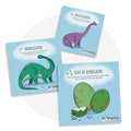 Cartes d’apprentissage actives sur le thème des dinosaures (brachiosaure, brontosaure, oeuf de dinosaure) pour pauses actives dès 2 ans