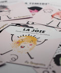 Cartes d’apprentissage actives émotions (joie, colère, peur) pour pauses actives dès 2 ans.