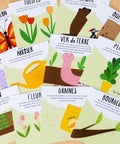 Cartes d’apprentissage actives printemps bilingues, activité ludique pour faire des pauses actives en restant assis et stimuler le langage. 