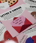 Cartes d’apprentissage actives thématiques Saint-Valentin (lettre d’amour, cupidon, cœurs) pour pauses actives ludiques et langage des enfants.