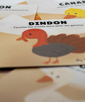 Cartes d’apprentissage animaux de la ferme (dindon, canard) dès 18 mois pour pauses actives. 