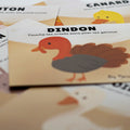 Cartes d’apprentissage animaux de la ferme (dindon, canard) dès 18 mois pour pauses actives. 