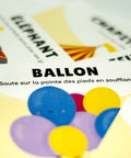 Cartes d’apprentissage carnaval bilingues (ballon, éléphant) dès 2 ans pour pauses actives. 