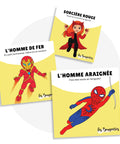 Cartes d’apprentissage bilingues super-héros (Spiderman, Ironman, Wanda) dès 4 ans pour pauses actives.