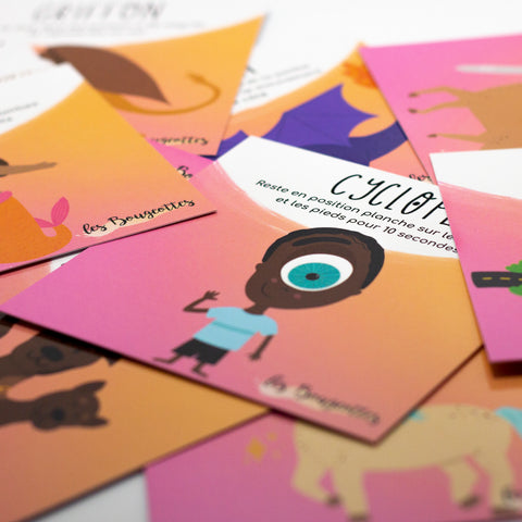 Cartes d’apprentissage créatures fantastiques bilingues (cyclope) dès 2 ans pour pauses actives. 