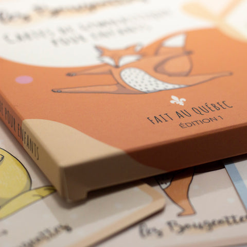 Cartes de gymnastique Les Bougeottes – Édition 1, fait au Québec, outils éducatifs pour encourager l’activité physique des jeunes enfants.