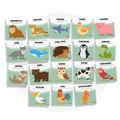 Cartes d'apprentissage animaux méli mélo en collaboration avec une orthophoniste pour stimuler le langage en bougeant 