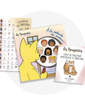 Ensemble de produits qui font bouger et qui permettant aux enfants de 2 ans et plus d'apprendre sur la gestion des émotions par le yoga. 