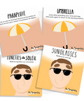 Cartes d’apprentissage actives hiver, printemps, été, automne, bilingues français et anglais pour faire des pauses actives et stimuler le langage aux enfants dès 2 ans.