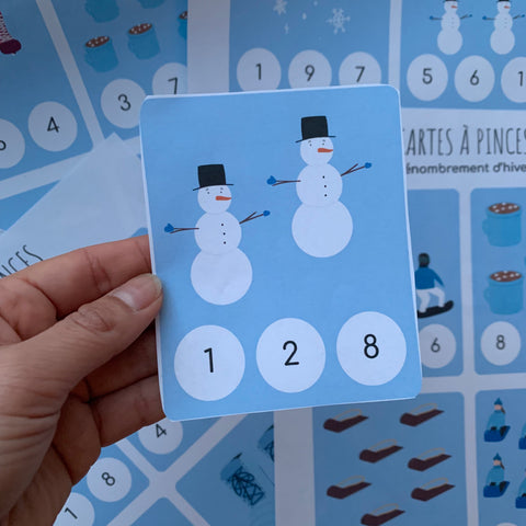 Cartes à pinces  - dénombrement d'hiver