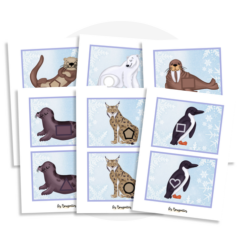 Jeu d'association des formes avec les animaux polaires