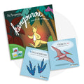 Livre interactif qui fait bouger les enfants durant la lecture grâce à des cartes de mouvement sur le thème de l'emphathie avec les dinosaures