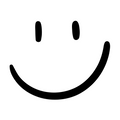Pictogramme noir et blanc d’un sourire pour représenter la valeur de plaisir de Les Bougeottes.
