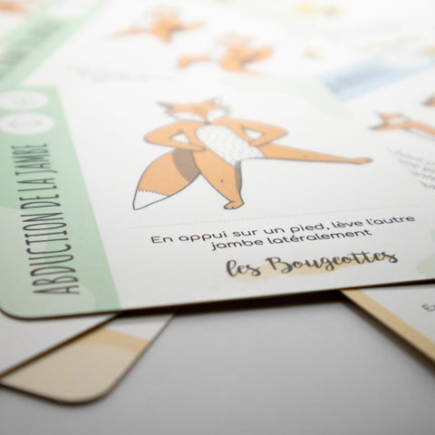 Cartes de musculation pour enfants dès 4 ans avec exercice d’abduction de la jambe pour découvrir l’entraînement fonctionnel.
