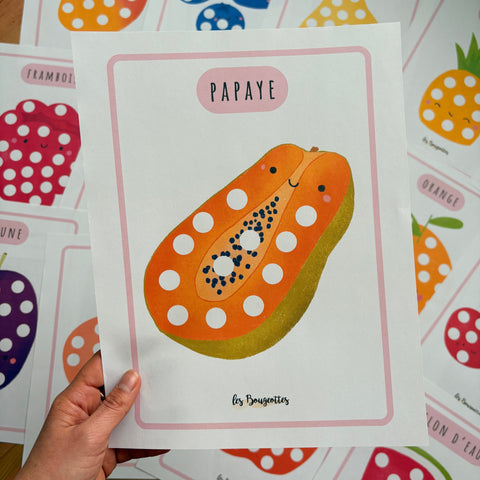 Activité à imprimer éducative : Marqueurs à points sur le thème des Fruits - Les Bougeottes