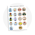 Activité à imprimer pour enfant avec des jetons à découper illustrant différents métiers (pompier, policier, agriculteur, pilote, médecin) et leurs véhicules associés pour développer le vocabulaire et l’imagination
