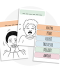 Activité à imprimer d’écriture sur les émotions (peur, colère, fierté, tristesse) pour apprendre à les reconnaître tout en s’amusant
