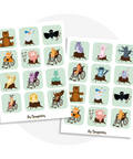 Activité à imprimer de jeu de mémoire avec les animaux de la forêt (renard, tortue, hérisson, cerf) pour stimuler l’apprentissage des enfants