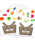 fiches d'activités sur l'alimentation pour différencier les fruits et les légumes avec une activité de traçage