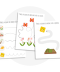 Activitées à imprimer pour enfants idéales pour développer la motricité fine  tout en les plongeant dans l’univers du printemps et du jardinage.